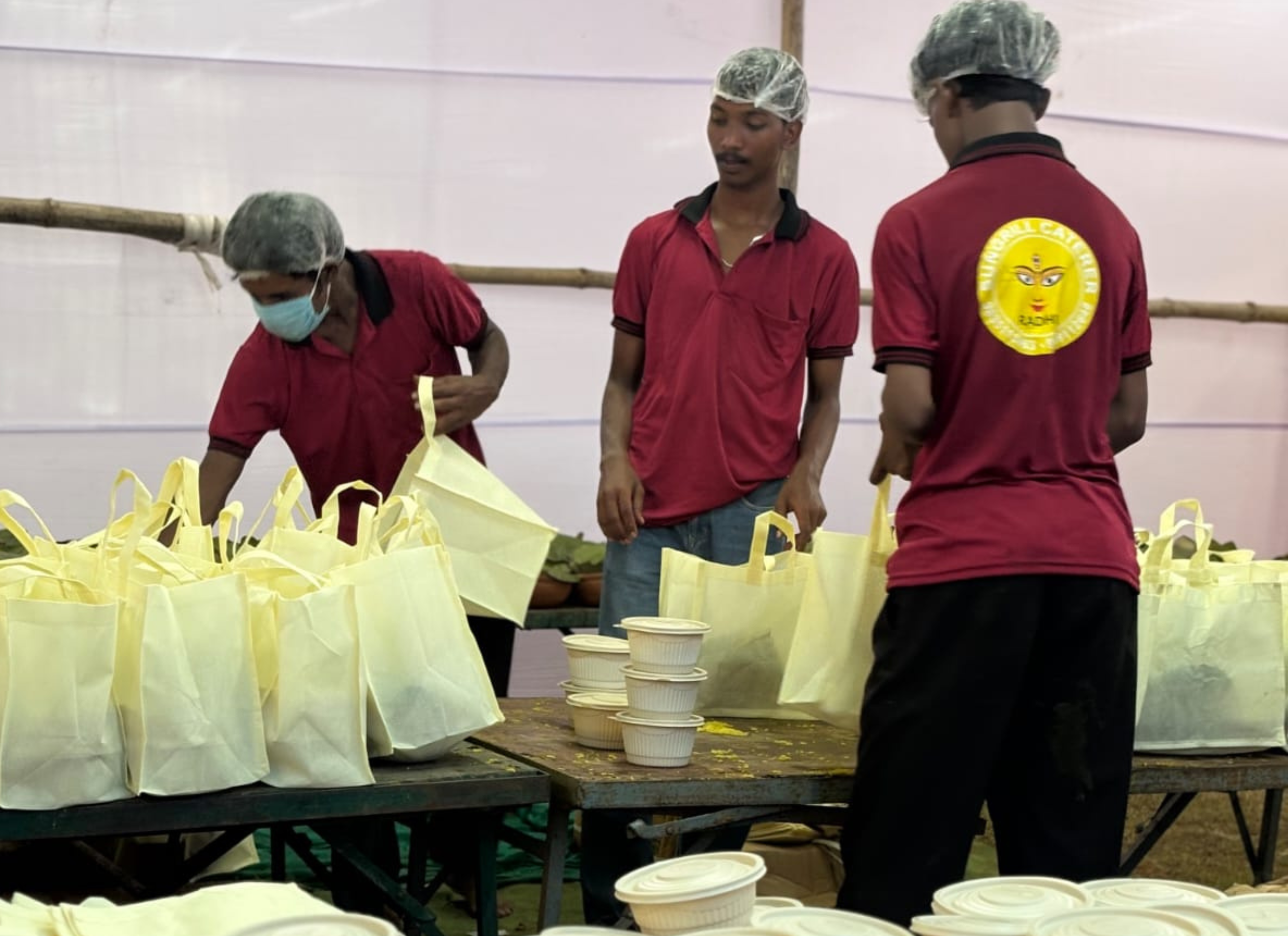 Community dining during Durga Puja